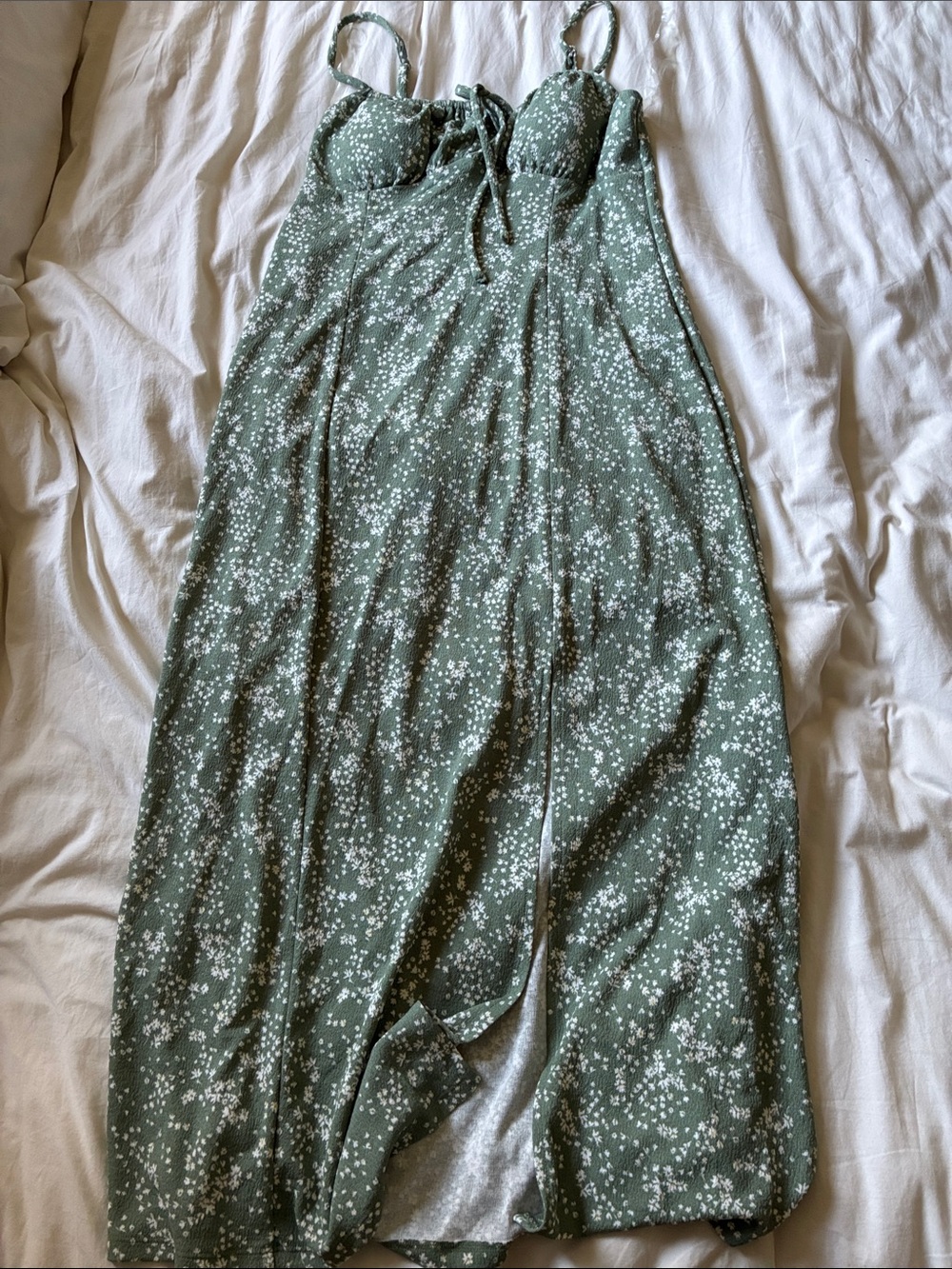 No Boundaries sage Green Floral Slip dress